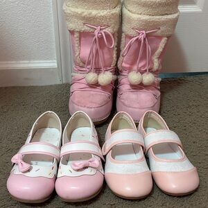 cutecore kawaii pink snow boots and mary janes lot